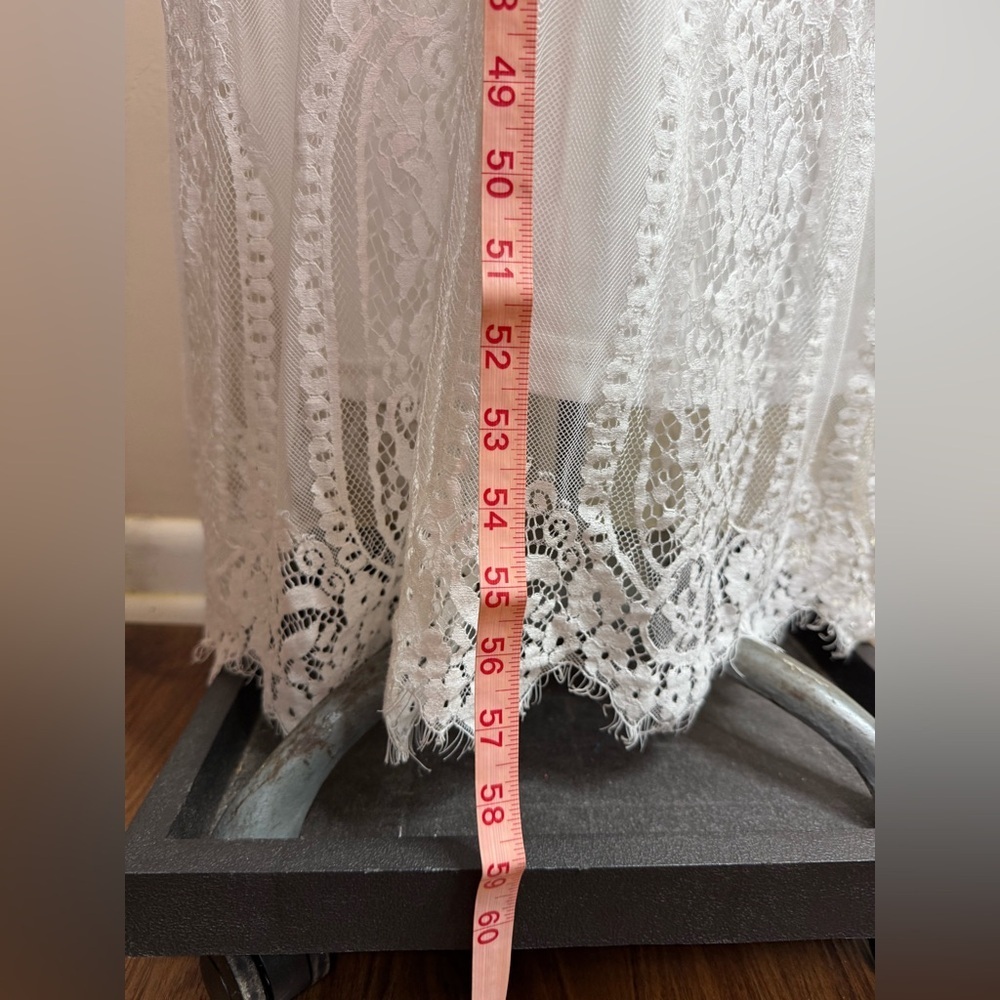 White V Neck Short Sleeve Floral Lace Wedding Bridesmaid Maxi Dress Small - Picture 8 of 10